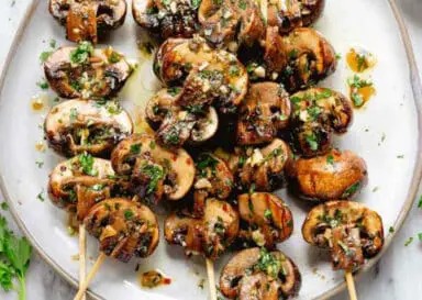 Grilled Garlic Mushroom Skewers