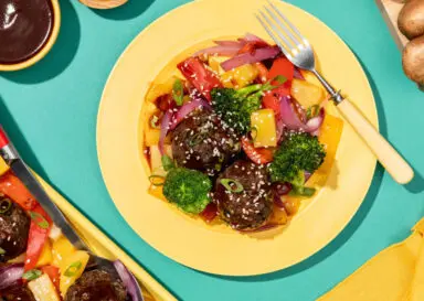 Sheet-Pan Blended Hawaiian Meatball Dinner