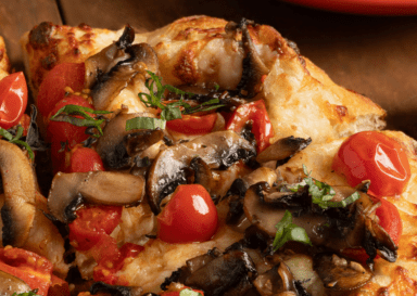 Homemade Mushroom, Mozzarella & Cherry Tomato Pizza