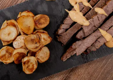 Pan Seared Steak and Mushroom Scallops