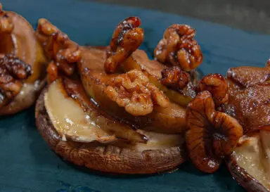 Stuffed Pear Mushrooms with Honey Walnut Glaze